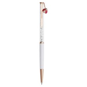 Swarovski Crystalline Pen Ladybird - White Red Lacquered with Rose Gold Tone Plating - 5732981