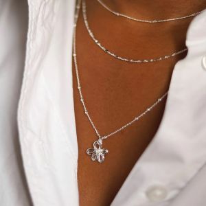 Daisy Bow Necklace - Silver BPN01_SLV