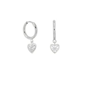 Rachel Jackson Love Story Heart Huggie Hoop Earrings Silver DSE13S