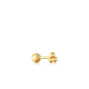 Ania Haie Triple Ball Barbell Single Earring - Gold - E035-03G