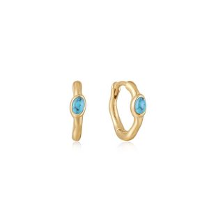 Ania Haie Turquoise Drop Wave Huggie Hoop Earrings - E044-02G