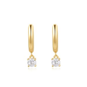 Ania Haie Drop Solitaire Huggie Hoop Gold Earrings - E061_08G