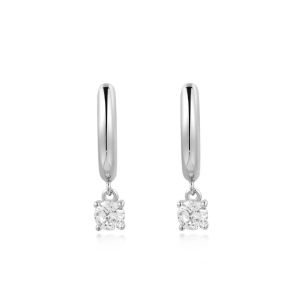 Ania Haie Drop Solitaire Huggie Hoop Silver Earrings - E061_08H