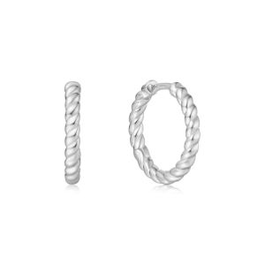 Ania Haie Texture Medium Huggie Hoop Silver Earrings - E063-05H