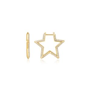 Ania Haie Medium Star Pavé Hoop Gold Earrings - E064-05G