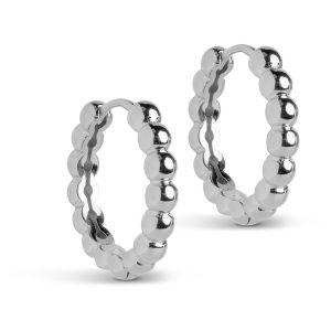 Enamel Copenhagen Ball Large Silver Hoop Earrings. Item code E403S.