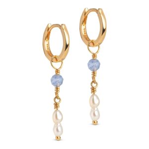 Enamel Copenhagen Liva Blue Quartz Gold Earrings. Item code E438G_BlueQuartz.