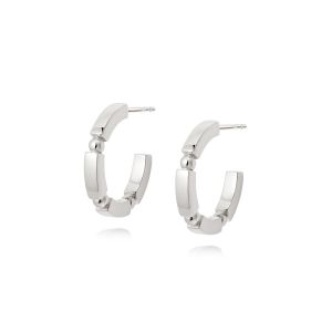 Daisy Stacked Chunky Midi Hoop Earrings - Silver EB8007_SLV