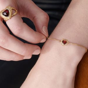 Rachel Jackson Electric Love Garnet Heart Bracelet Gold EGHB1GAGP