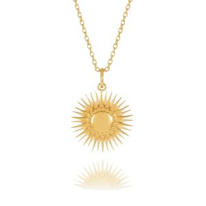 Rachel Jackson Personalised Art Deco Sun Necklace Gold GDN8GP
