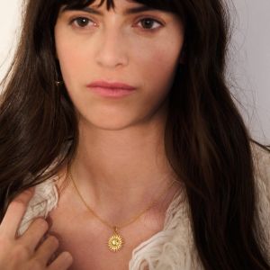 Rachel Jackson Personalised Art Deco Sun Necklace Gold GDN8GP