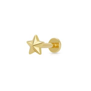 Scream Pretty Faceted Star Single Flat Back Earring - Gold