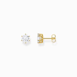 Thomas Sabo Ear Studs with Big White Zirconia - Gold - H2300-414-14