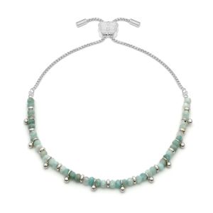Boho Betty Harmony Amazonite Silver Slider Bracelet. Item code BRWAMSKVB.