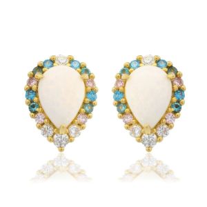 Georgini Wisteria Floribunda Created Opal Gold Stud Earrings. Item code IE1174G.