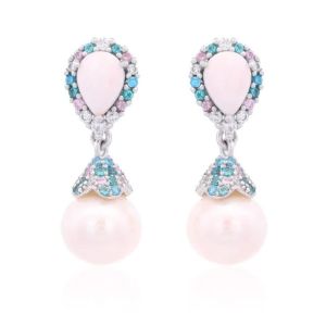 Georgini Wisteria Cascade Created Opal and Pearl Silver Earrings. Item code IE1175W.