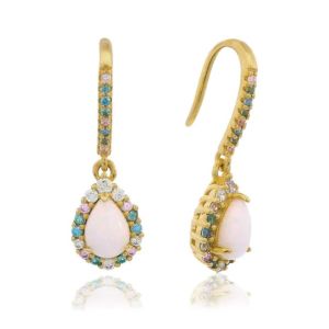 Georgini Wisteria Floribunda Created Opal Shepard Hook Gold Earrings. Item code IE1176G.