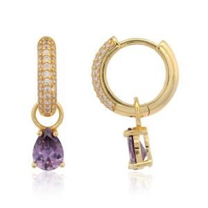 Georgini Wisteria Duo Pear Amethyst and Zirconia Gold Earrings. Item code IE1216GA.
