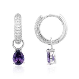 Georgini Wisteria Duo Pear Amethyst and Zirconia Silver Earrings. Item code IE1216WA.