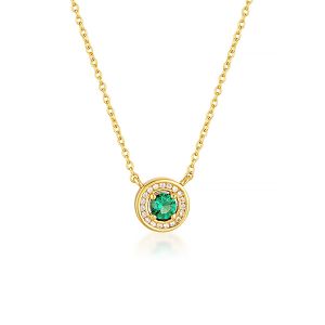 Georgini Milestone Emerald Green Halo Pendant - Gold IP1164GR