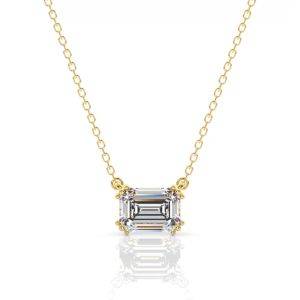 Georgini Elegant Essentials 7mm Emerald Cut Hidden Halo Gold Pendant Necklace. Item code IP1211G.