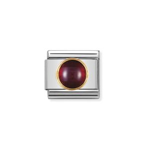 Nomination Classic Round Semiprecious Stones Charm - 18k Gold with Garnet 030505_03