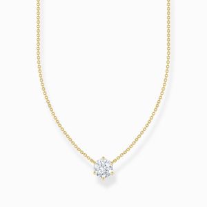Thomas Sabo Necklace with White Zirconia - Gold Plated - KE2210-414-14-L45
