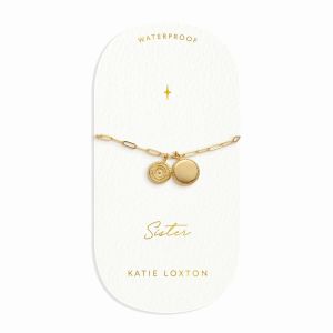 Katie Loxton 'Sister' Waterproof Gold Charm Bracelet KLJ6104