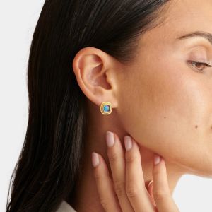 Katie Loxton Sofia Azure Waterproof Gold Button Stud Earrings. Item code KLJ6347.