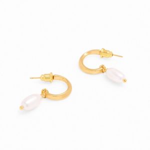 Katie Loxton Pearl Lustre Waterproof Gold Hoop Earrings KLJ6352