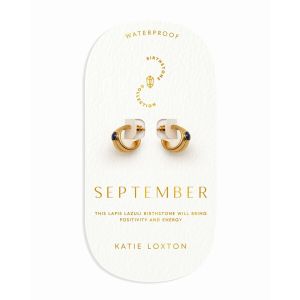 Katie Loxton September Waterproof Gold Birthstone Hoop Earrings. Item code KLJ6428.