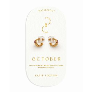 Katie Loxton October Waterproof Gold Birthstone Hoop Earrings. Item code KLJ6429.