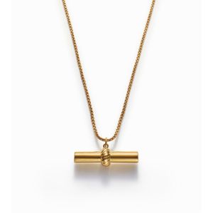 Katie Loxton Themis Waterproof Gold T-Bar Necklace. Item code KLJ6442.