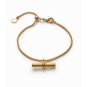 Katie Loxton Themis Waterproof Gold T-Bar Bracelet. Item code KLJ6457.