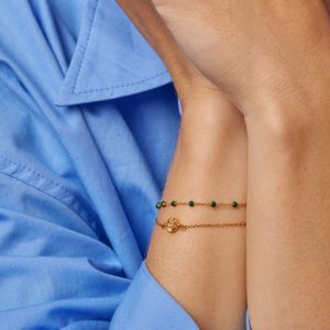 Enamel Copenhagen Lola Petrol Green Gold Bracelet. Item code B66G_2_petrol.