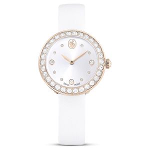Swarovski Matrix Tennis Watch - Leather Strap White Champagne Gold Tone Finish - 5710103