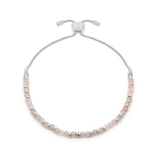 Boho Betty Mystical Rose Quartz Silver Slider Bracelet. Item code MRWMRQSLVB.