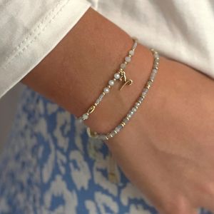 Boho Betty Harmony Aquamarine Gold Slider Bracelet. Item code BRWKAQGLDVB.