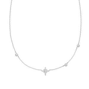 Ania Haie Eight-Pointed Star Cubic Zirconia Silver Station Necklace. Item code N065-02H.