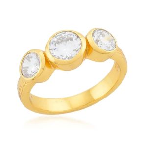 Shyla Nadine Three Clear Crystal Gold Ring