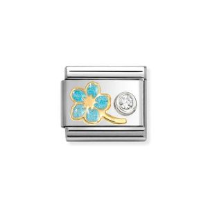 Nomination Classic Gold Light Blue Forget-Me-Not and Zirconia Charm 630302_09