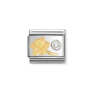 Nomination Classic Gold and Silver Narcissus and Zirconia Charm 630301/05