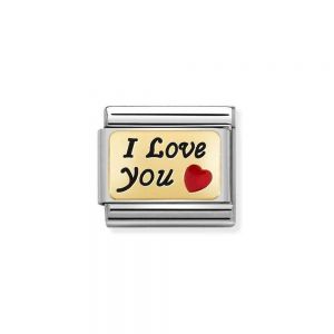 NOMINATION Composable Classic PLATES Steel, Enamel and 18K Gold I Love You  030284_55