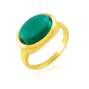 Shyla London Sian Gold Ring - Emerald Green