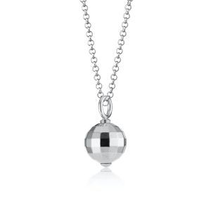 Scream Pretty Disco Ball Charm Necklace - Silver