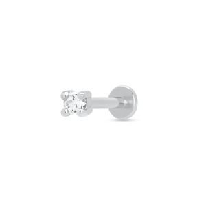 Scream Pretty Clear Stone Single Flat Back Earring - Silver