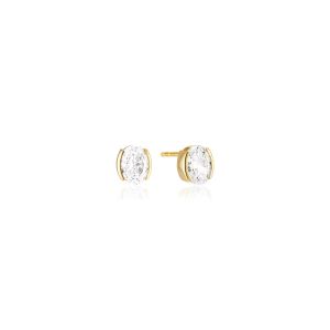 Sif Jakobs Ellisse Carezza Earrings 18k Gold Plated with White CZ - SJ-E2350-CZ-YG