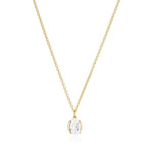 Sif Jakobs Ellisse Carezza Necklace 18k Gold Plated White CZ - SJ-N2353-CZ-YG