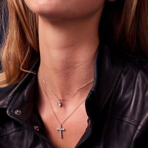 Sif Jakobs Ellisse Carezza Silver Necklace with White Zirconia - SJ-N2353-CZ