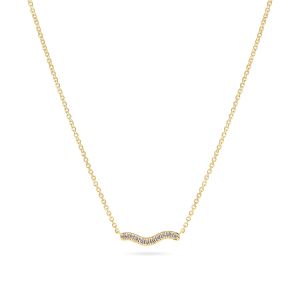 Sif Jakobs Ellera Waves Necklace - Gold with White Zirconia - SJ-N3859-CZ-YG